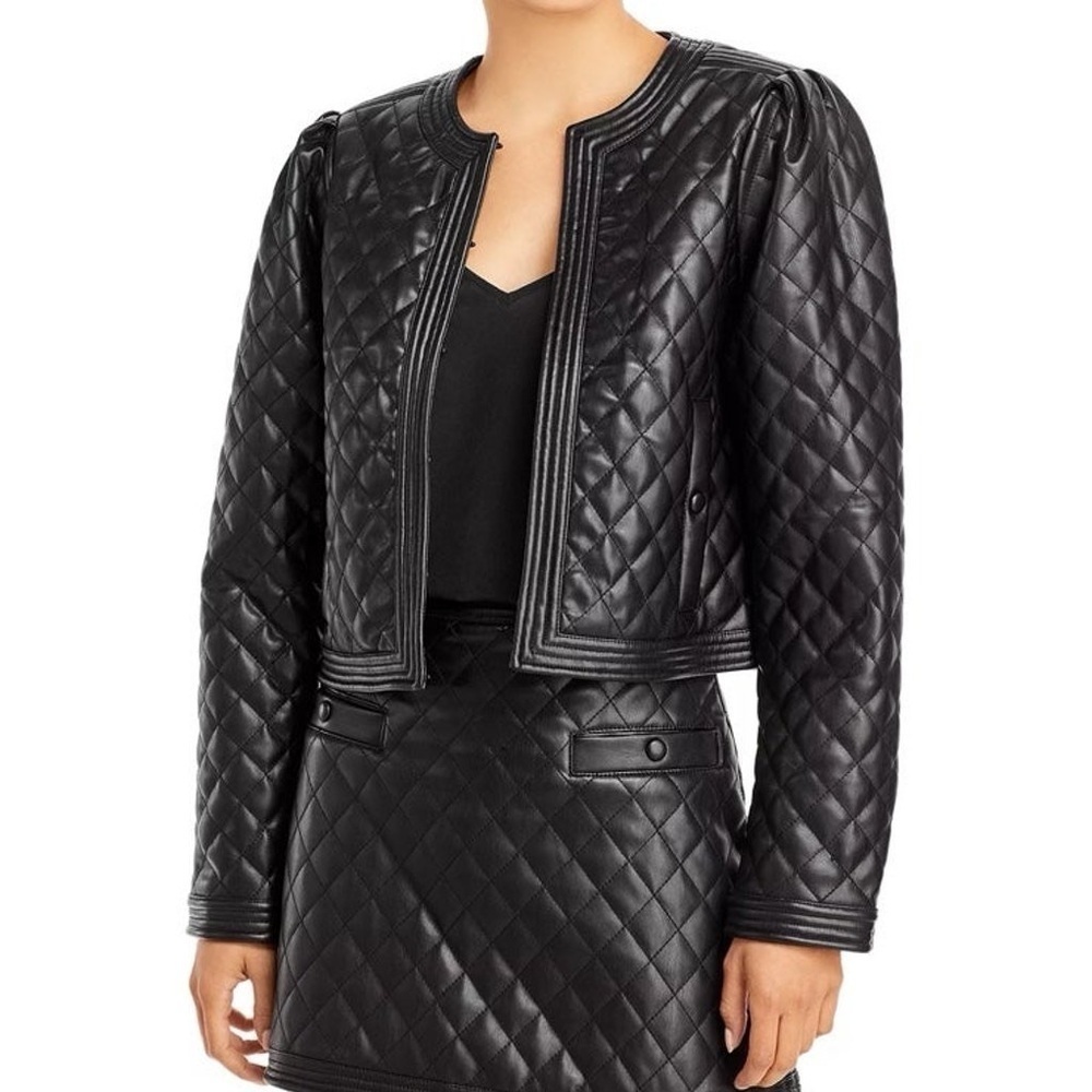 Aqua x Scout the City Bikercore Black Faux Leather Romantic Goth Moto Jacket L